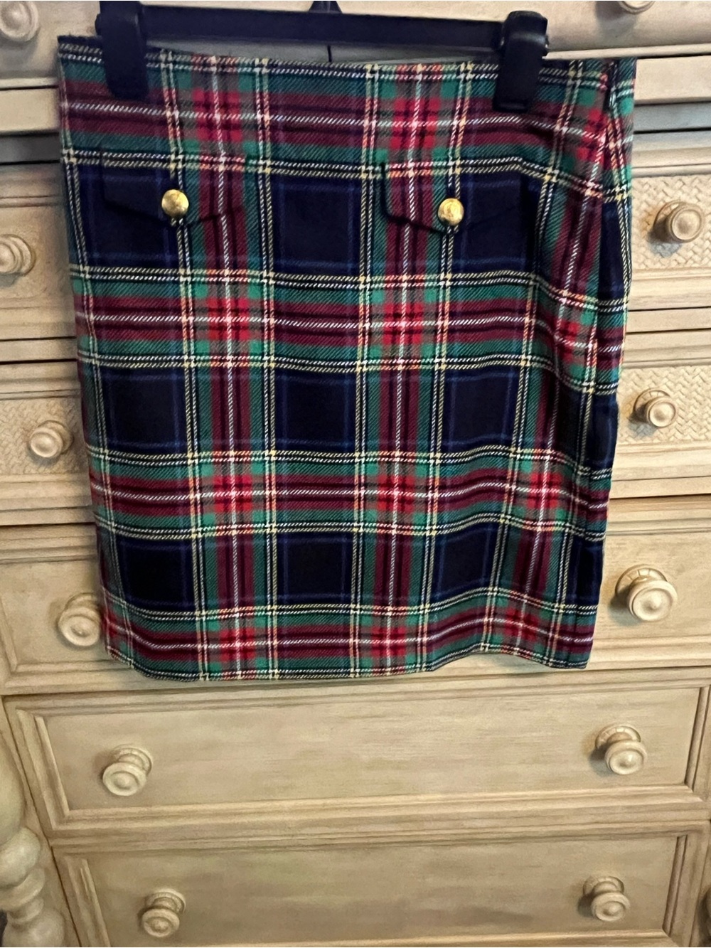 Talbots Navy Plaid A-Line Skirt